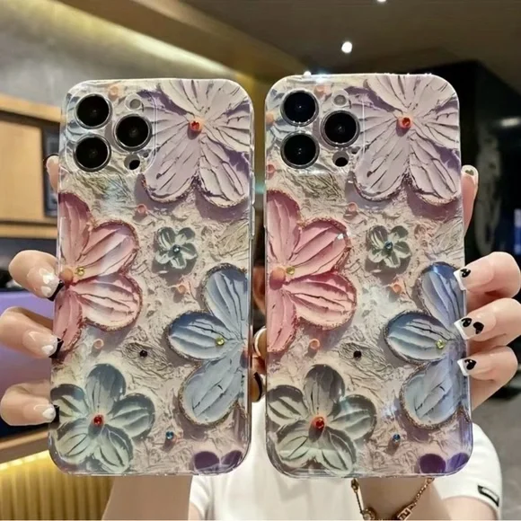 🌸 New! Vintage Dimensional Floral Phone Case w Rhinestones - iPhone 14 Pro Max - Picture 3 of 4